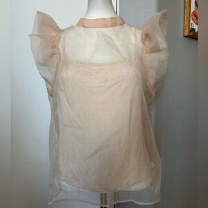 NWT Joie Organza Flutter Sleeve Tank Top Blouse